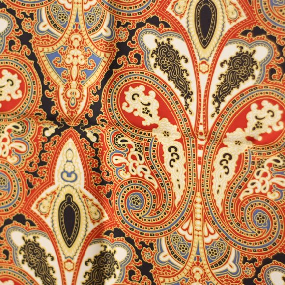 J. CREW Red Blue Gold Paisley Damask Square Scarf - Picture 2 of 3